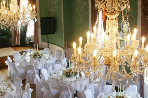 Birds eye view of The Adam Ballroom including 2 grand chandeliers