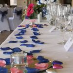 Room set up for a wedding at The Lion Hotel in Shrewsbury town centre.